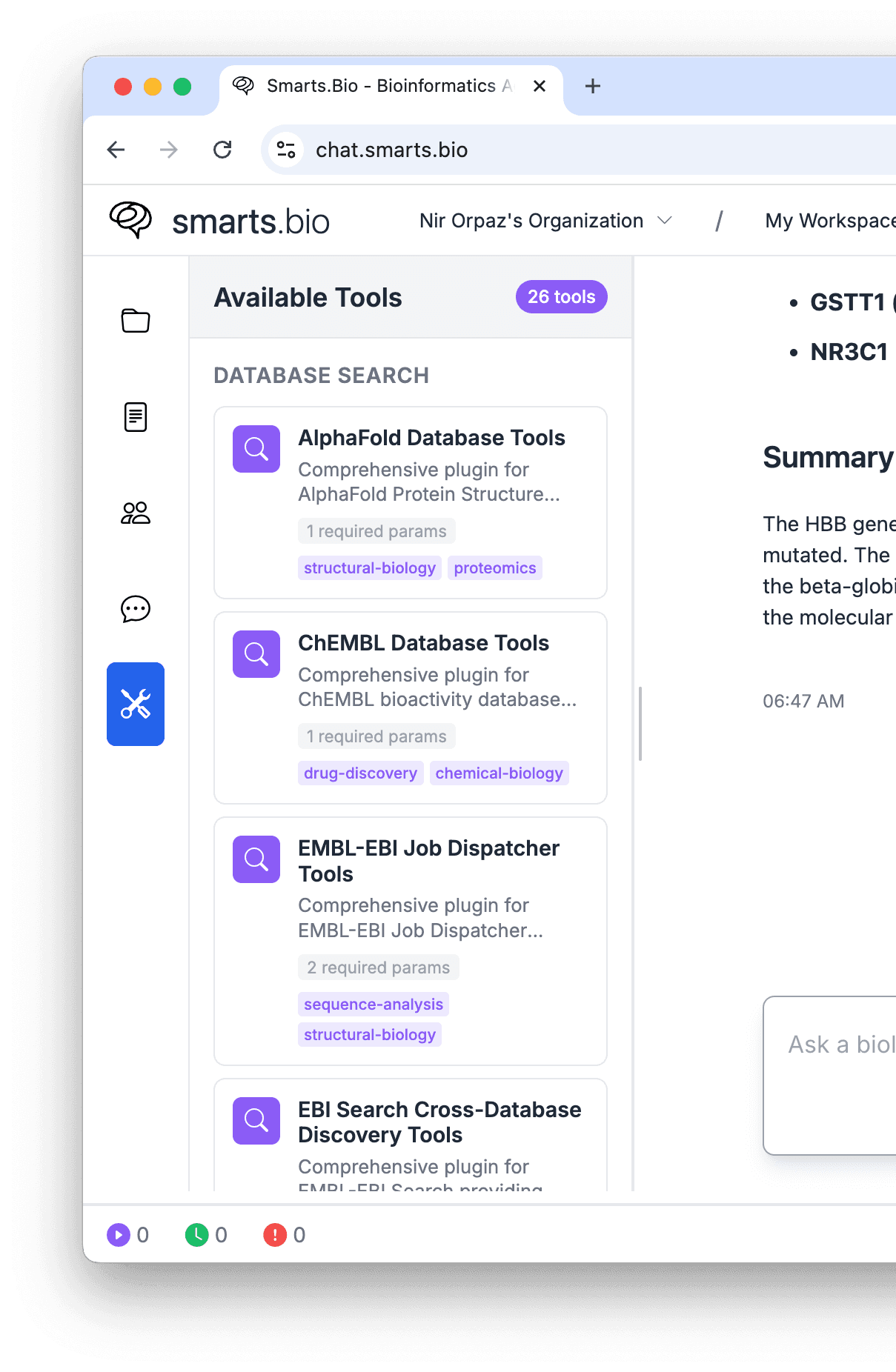 Bioinformatics Tools Interface